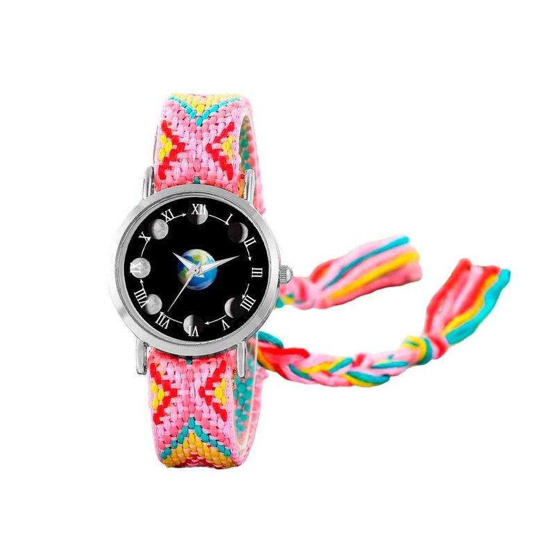 DAYOSHOP - Reloj Luna Fase Lunar Plateado Tejido Artesanal + Estuche