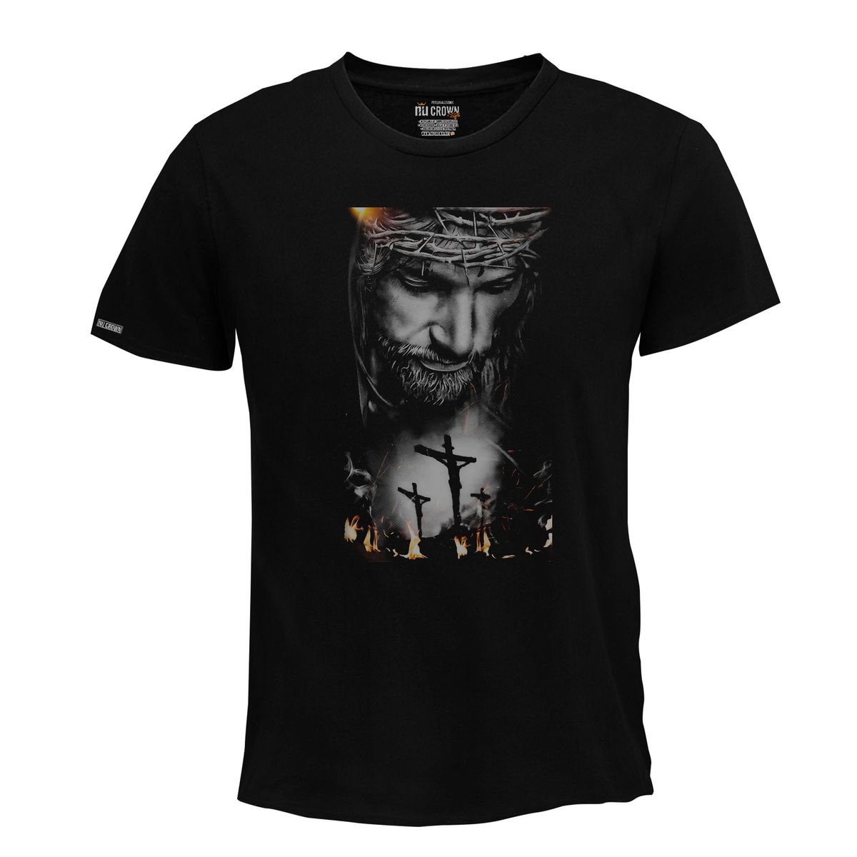 CREACIONES NU CROWN - Camiseta Jesús de Nazaret - Jesucristo Hombre Color NEGRO