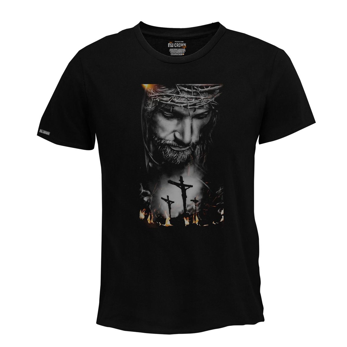 CREACIONES NU CROWN - Camiseta Jesús de Nazaret - Jesucristo Hombre Color NEGRO