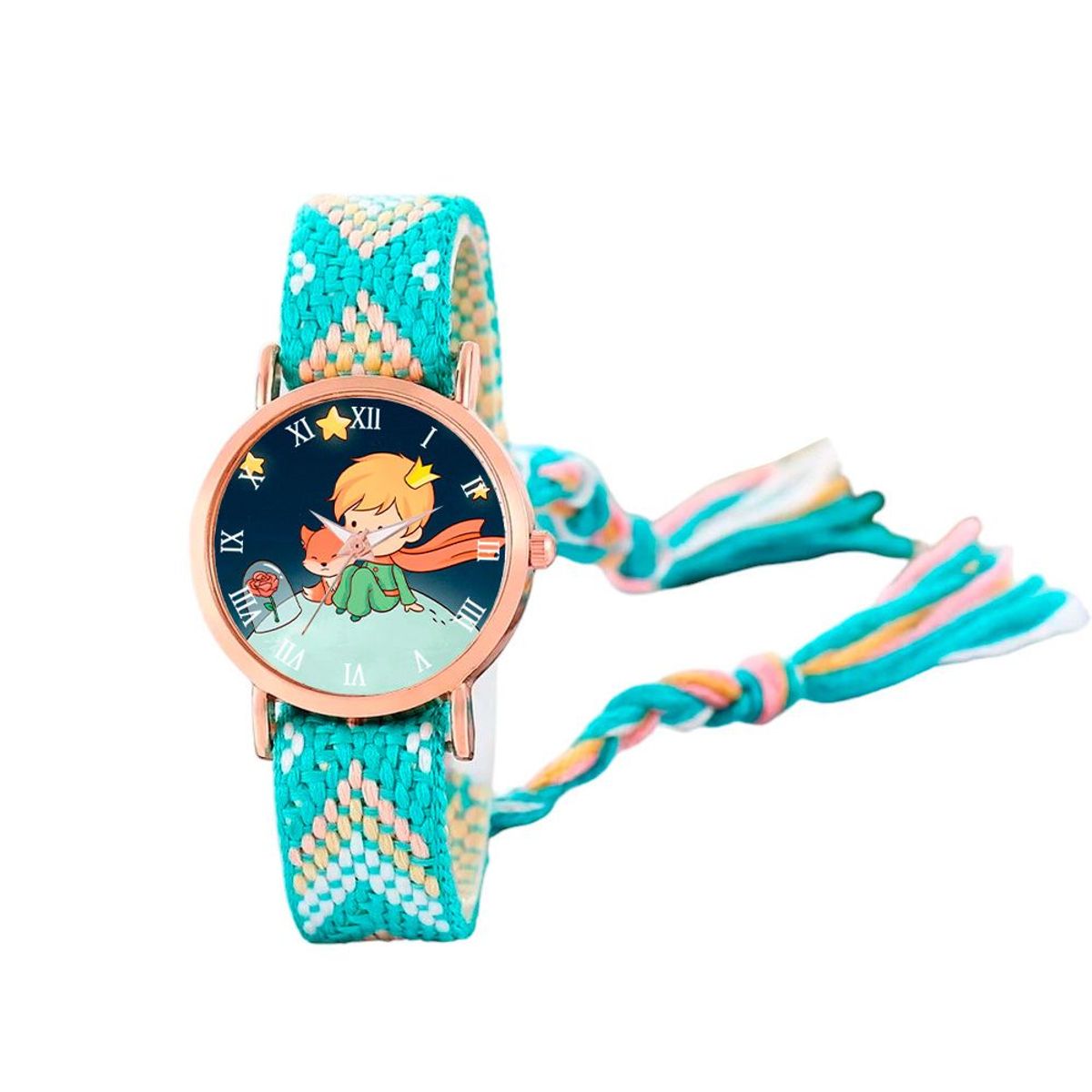 DAYOSHOP - Reloj Principito Dorado Tejido Artesanal Mujer + Estuche