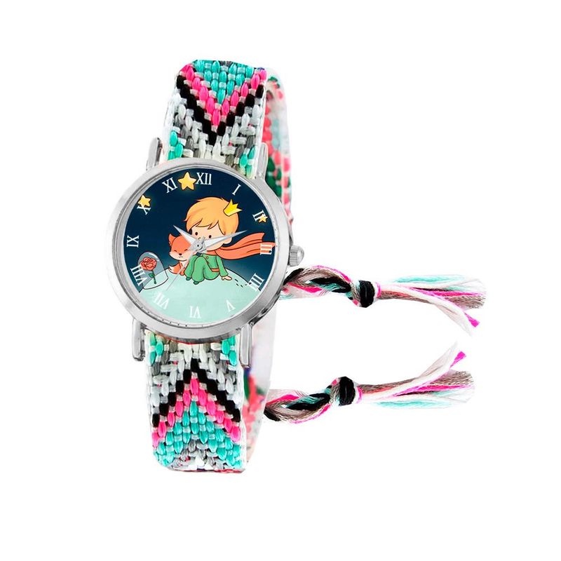 DAYOSHOP - Reloj Principito Zorrito Plateado Tejido Artesanal + Estuche