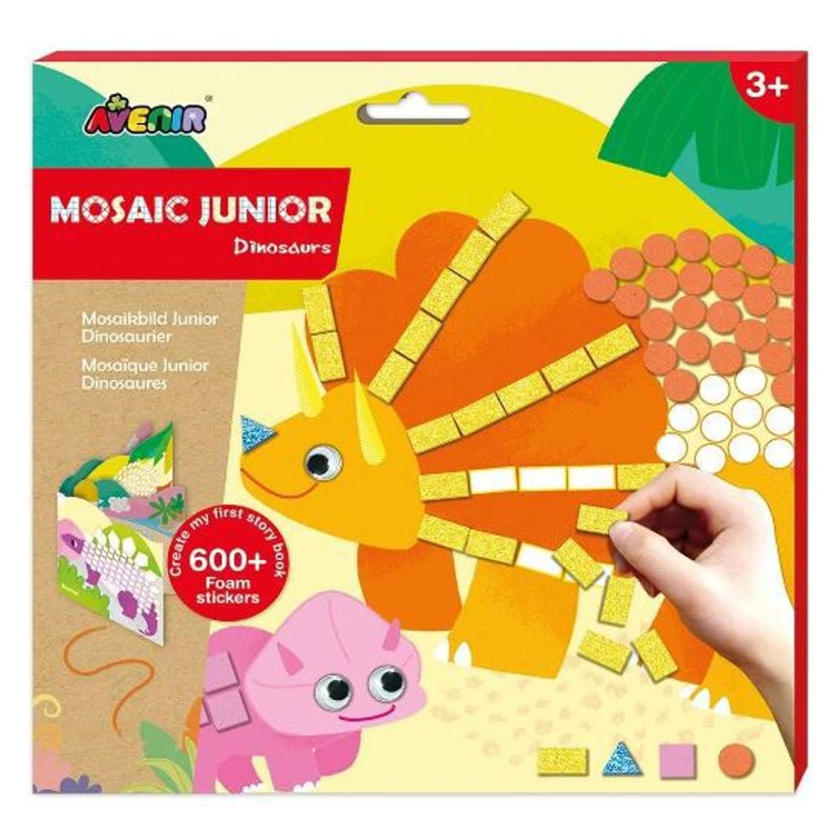JUGANDO Y EDUCANDO - Set De Arte Y Manualidades Con Stickers Mosaico Dinosaurios