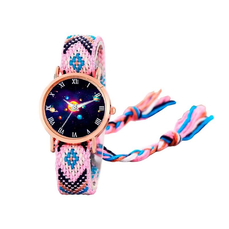 DAYOSHOP - Reloj Sistema Solar Dorado Tejido Artesanal Mujer + Estuche