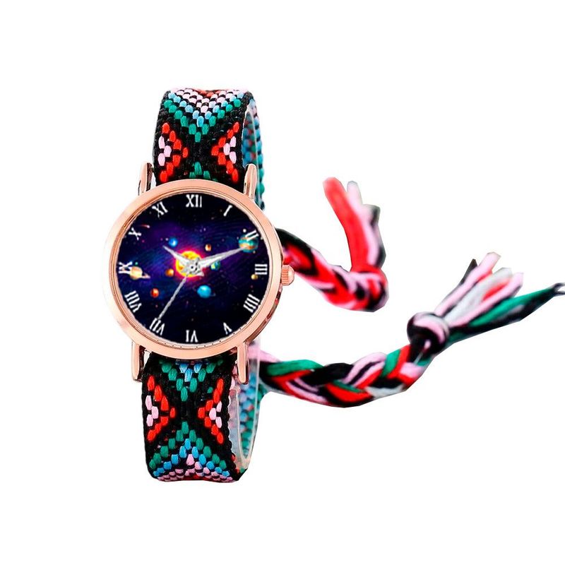 DAYOSHOP - Reloj Sistema Solar Dorado Tejido Artesanal Mujer + Estuche