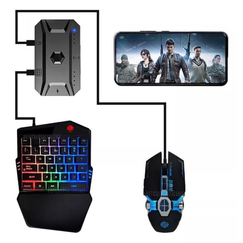 GENERICO - Combo Gamer Para Celular Rgb Convertidor Bluetooth 3en1 G98