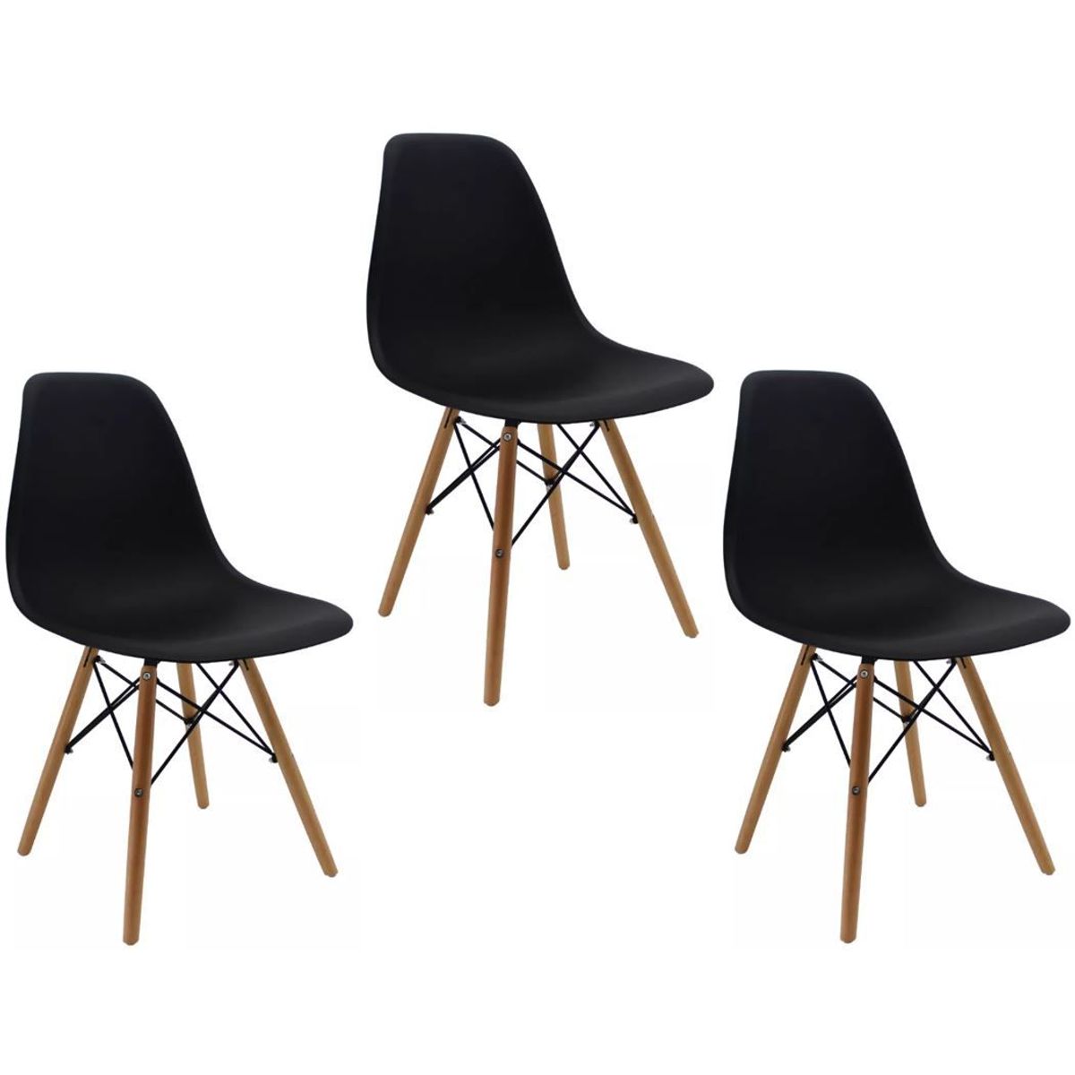 MOBLIHOUSE - Set X3 Silla Minimalista Eames Para Comedores Restaurantes y Cocinas