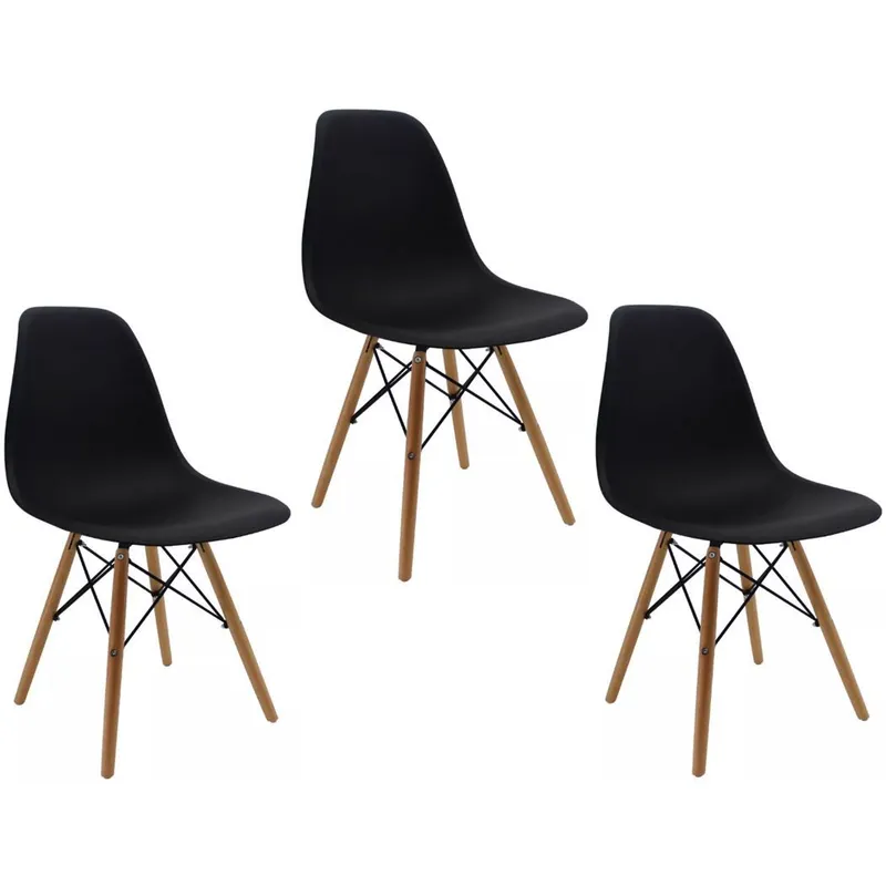 MOBLIHOUSE - Set X3 Silla Minimalista Eames Para Comedores Restaurantes y Cocinas