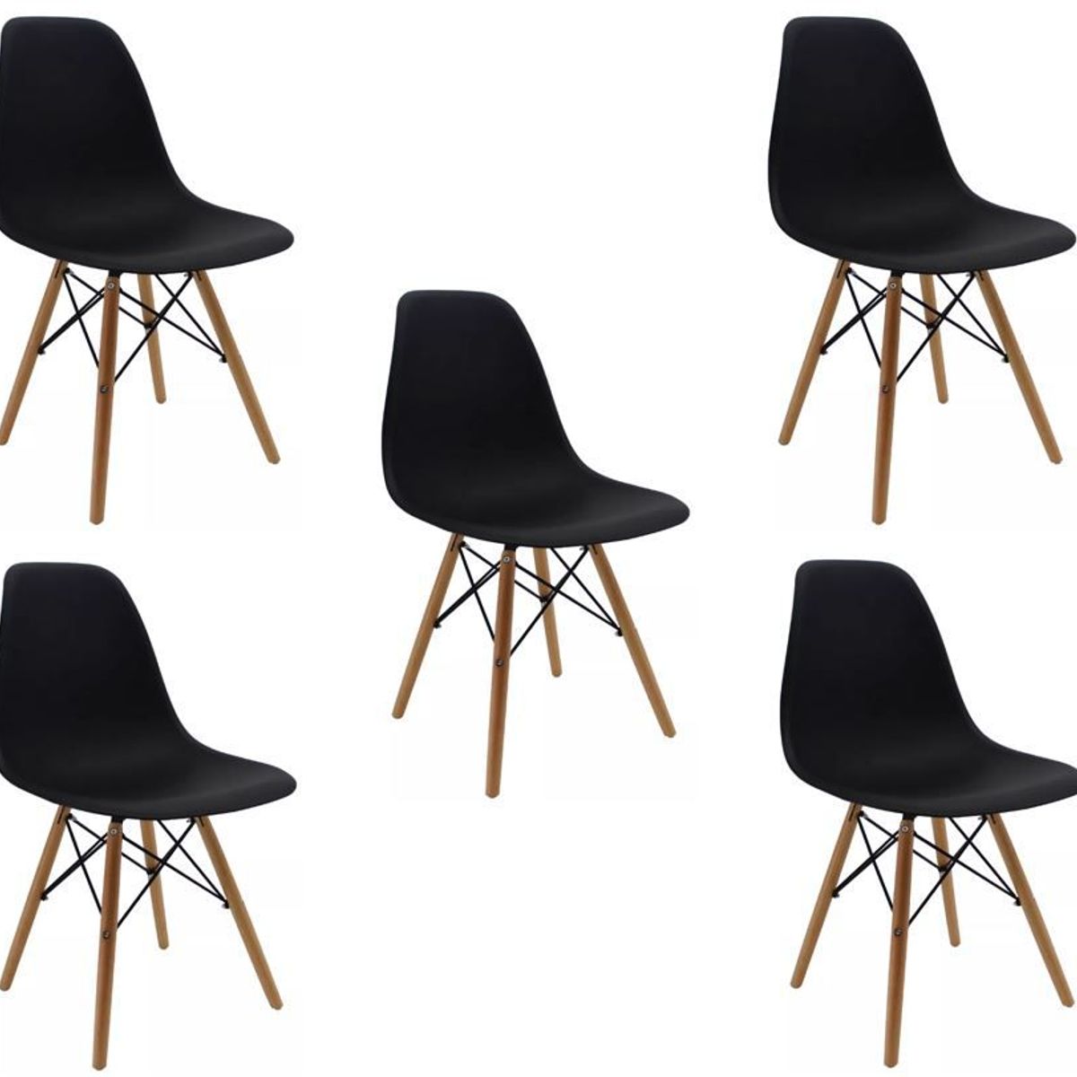 MOBLIHOUSE - Set X5 Silla Minimalista Eames Para Comedores Restaurantes y Cocinas