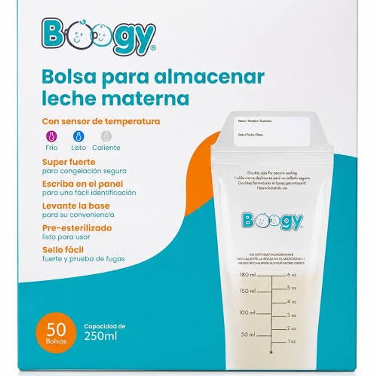 BOOGY - Bolsas Almacenamiento Banco Leche Bebe Infantil x 50 Boogy