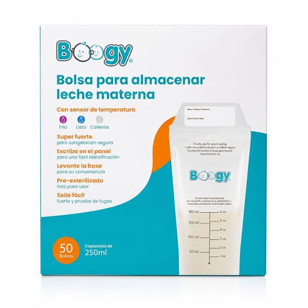 BOOGY - Bolsas Almacenamiento Banco Leche Bebe Infantil x 50 Boogy