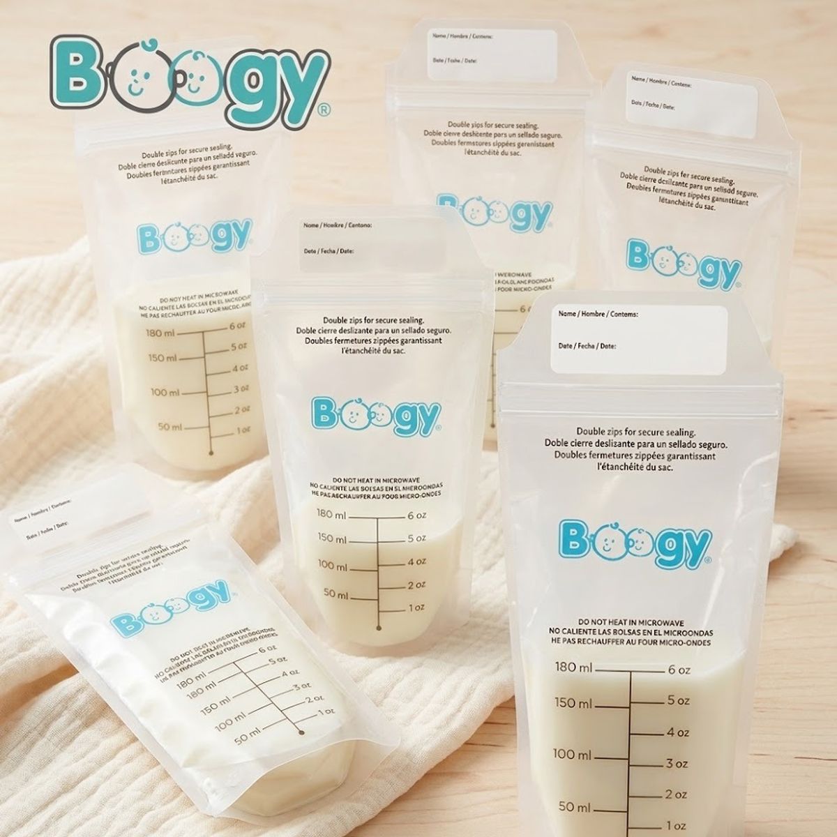 BOOGY - Bolsas Almacenamiento Banco Leche Bebe Infantil x 50 Boogy