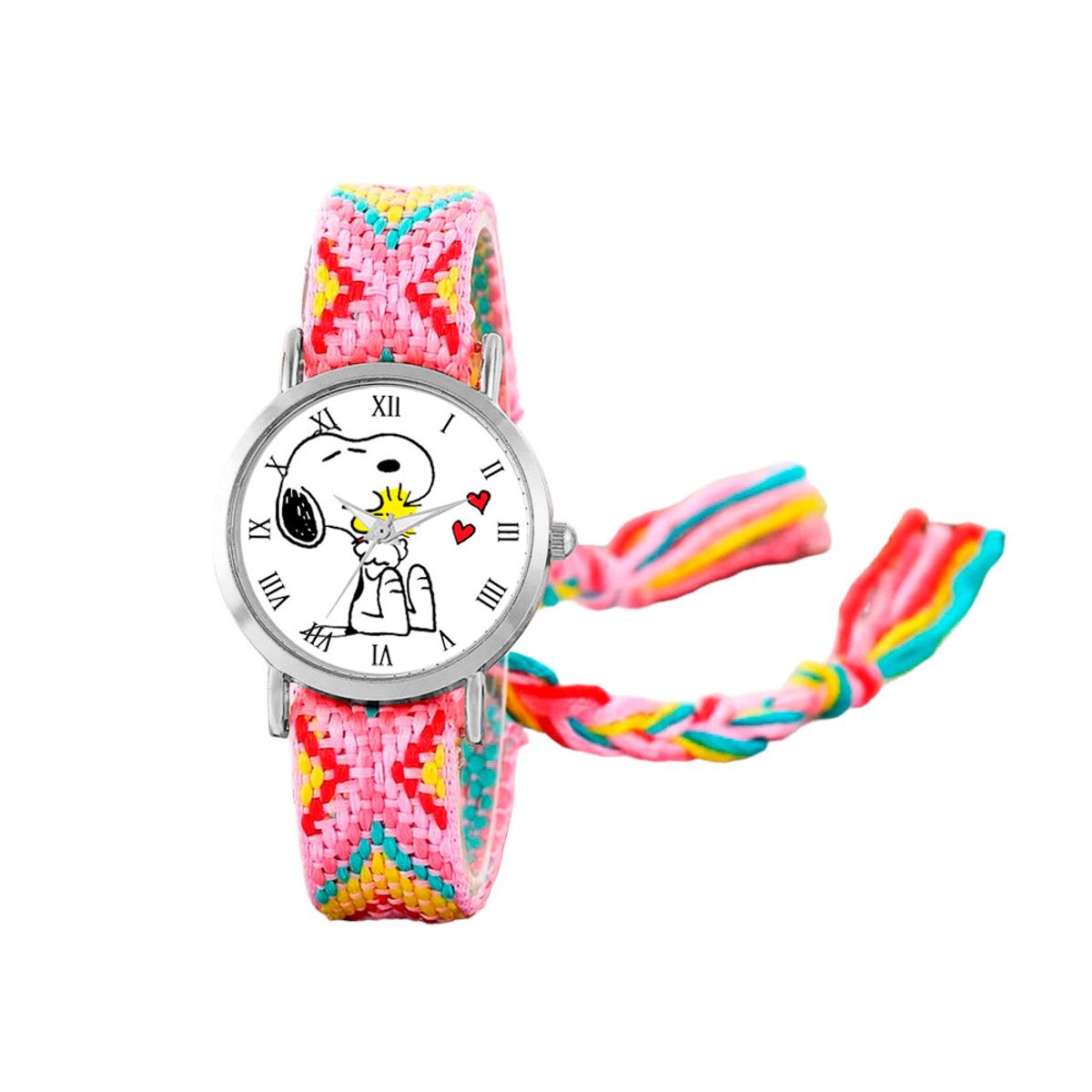 DAYOSHOP - Reloj Snoopy Perro Plateado Tejido Artesanal + Estuche