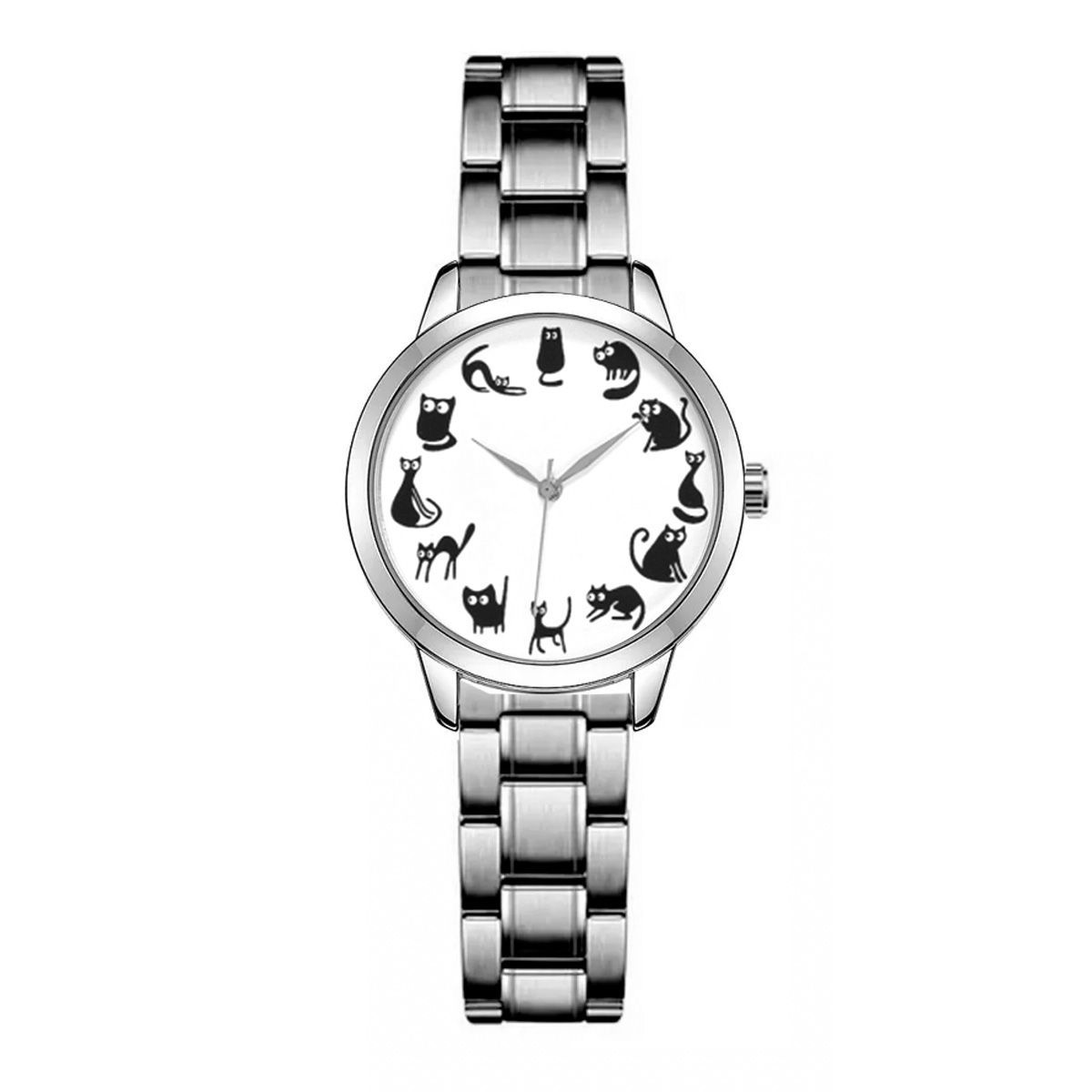 DAYOSHOP - Reloj Gato Gatuno Gatitos Minino Gatos Acero Dama + Estuche