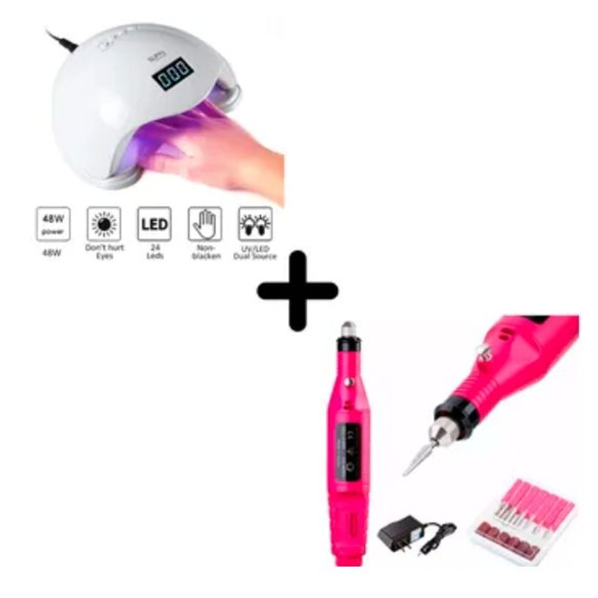 GENERICO - Combo de Lampara de Uñas 48W mas Pulidor de Uñas Drill