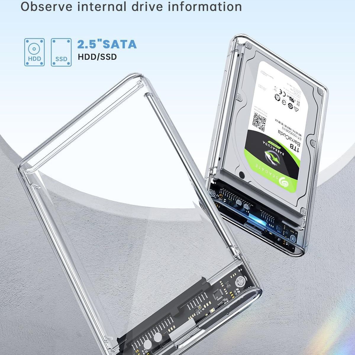 GENERICO - Caja Para Disco Duro 2.5 3.0 Transparente Excelente Calidad