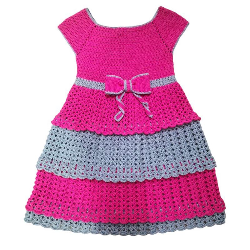 VANIDADES COLLECTIONS - Vestido Para Bebe Tejido A Mano En Hilo Vestido Niña Tejido_.
