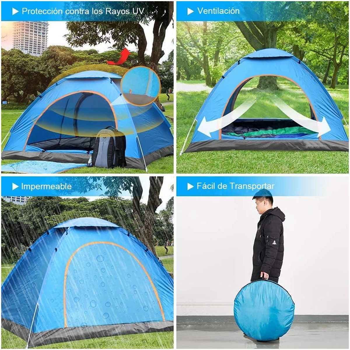 ONE PIXEL - Carpa Para Acampar Camping 3 Personas Facil Armado Portable