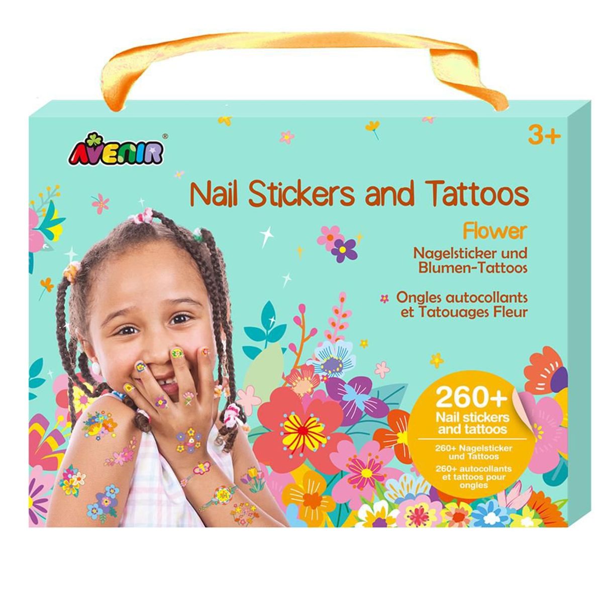 JUGANDO Y EDUCANDO - Set De Stickers Para Uñas Y Tattoos Temporales Flores