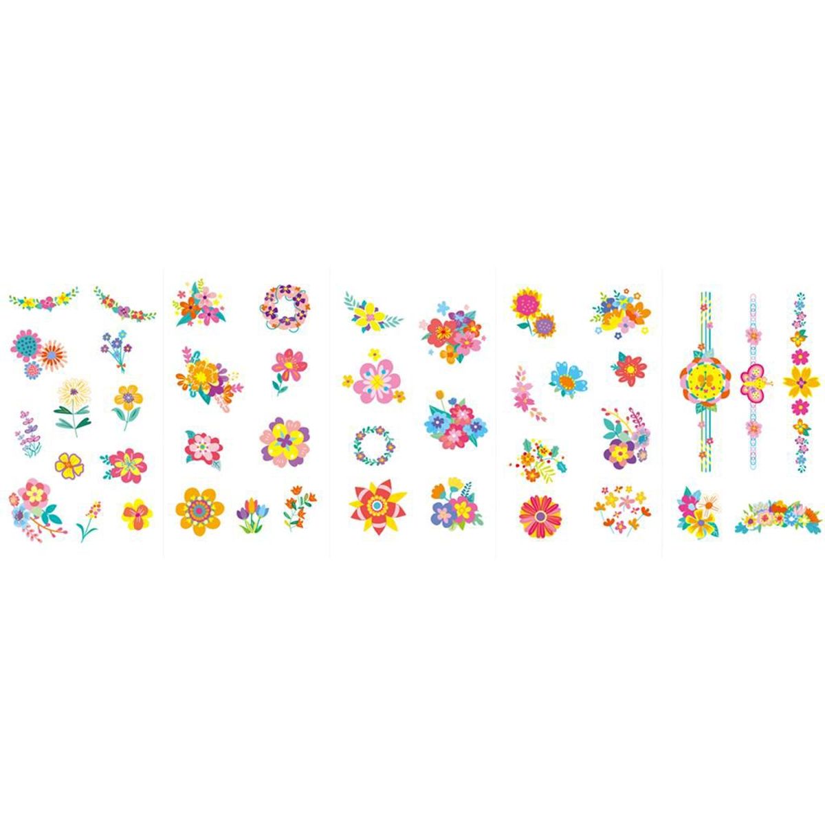 JUGANDO Y EDUCANDO - Set De Stickers Para Uñas Y Tattoos Temporales Flores