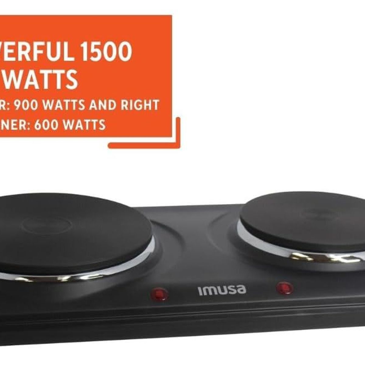 IMUSA - Estufa Eléctrica Portátil Cocina Dos Puestos Imusa 1500 watts  0492