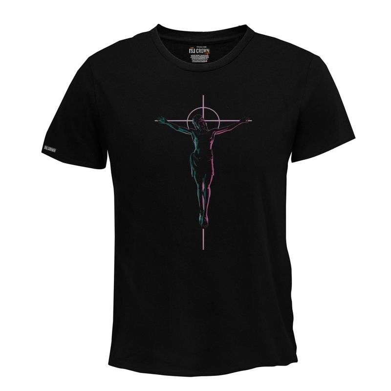 CREACIONES NU CROWN - Camiseta Jesucristo cruz de colores Hombre Color NEGRO