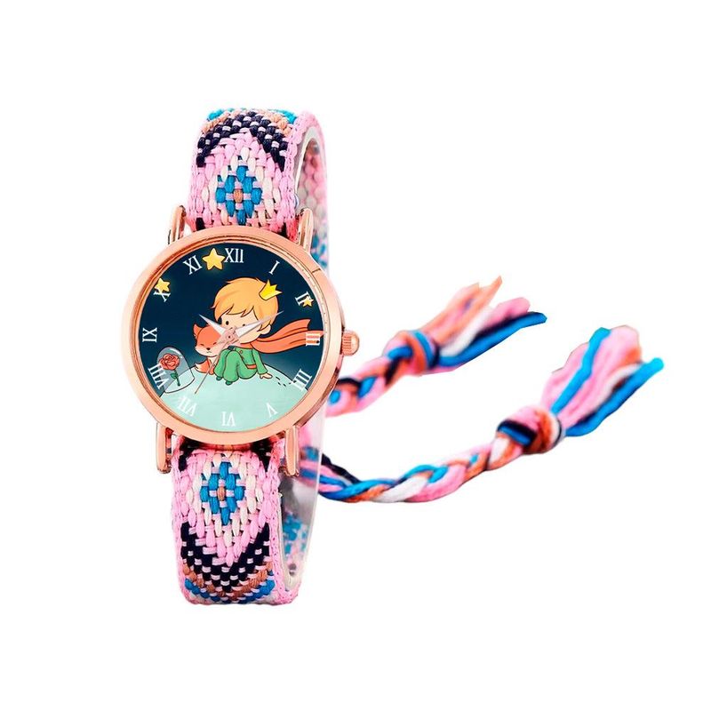 DAYOSHOP - Reloj Principito Dorado Tejido Artesanal Mujer + Estuche