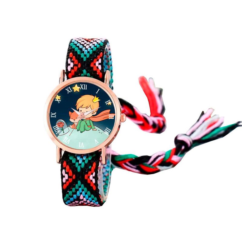 DAYOSHOP - Reloj Principito Dorado Tejido Artesanal Mujer + Estuche.