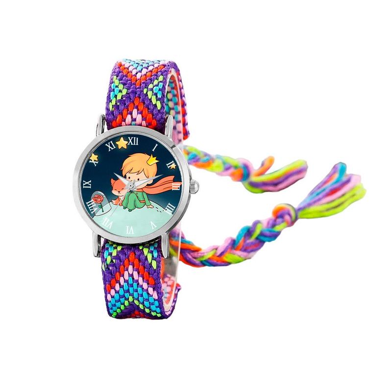 DAYOSHOP - Reloj Principito Zorrito Plateado Tejido Artesanal + Estuche