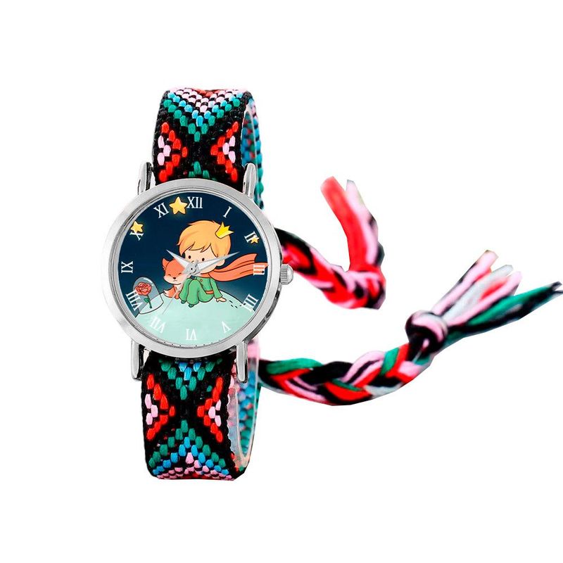 DAYOSHOP - Reloj Principito Zorrito Plateado Tejido Artesanal + Estuche