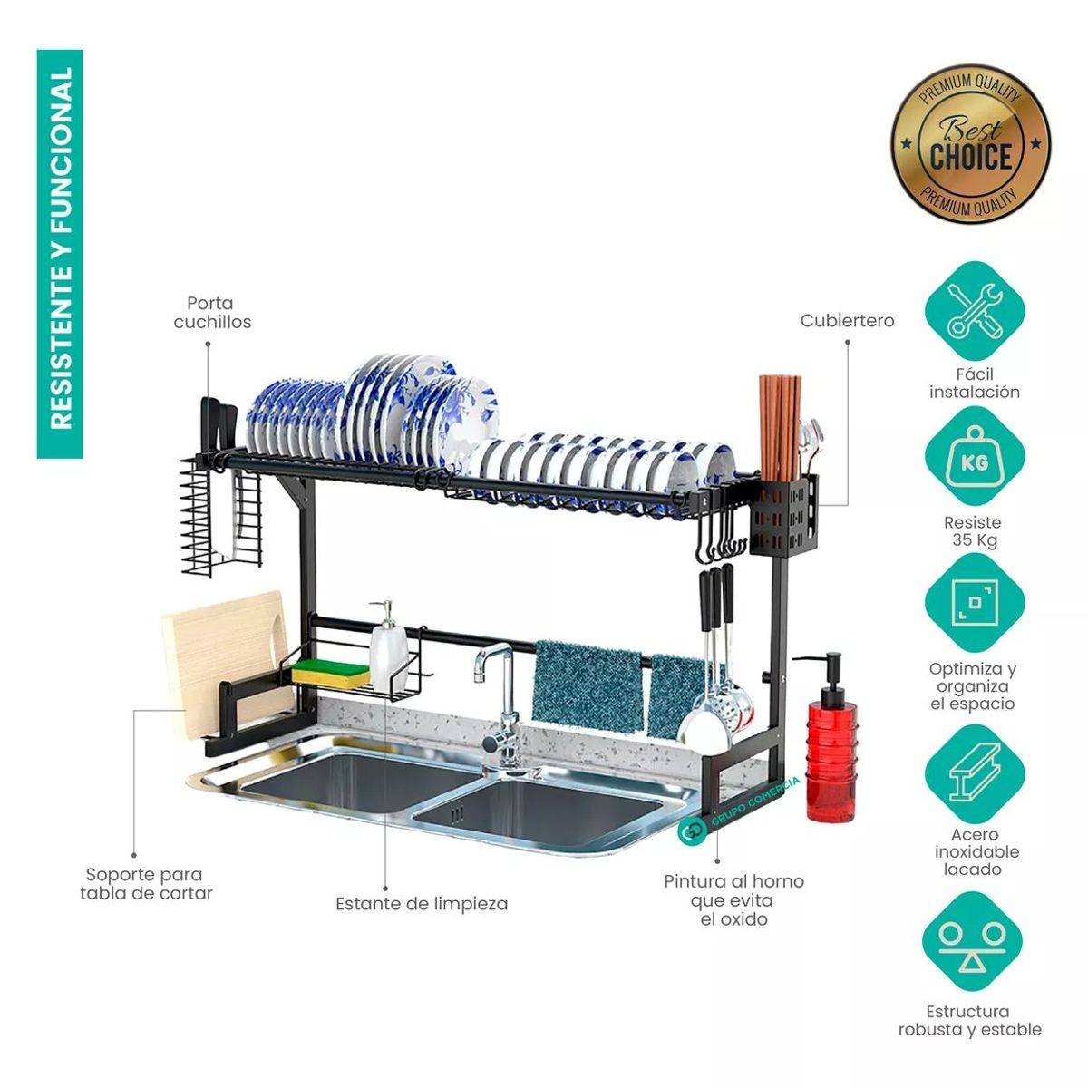 DIANSHENG - Platero Organizador De Loza Escurridor Metálico Organizador
