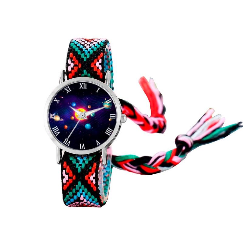 DAYOSHOP - Reloj Sistema Solar Plateado Tejido Artesanal + Estuche