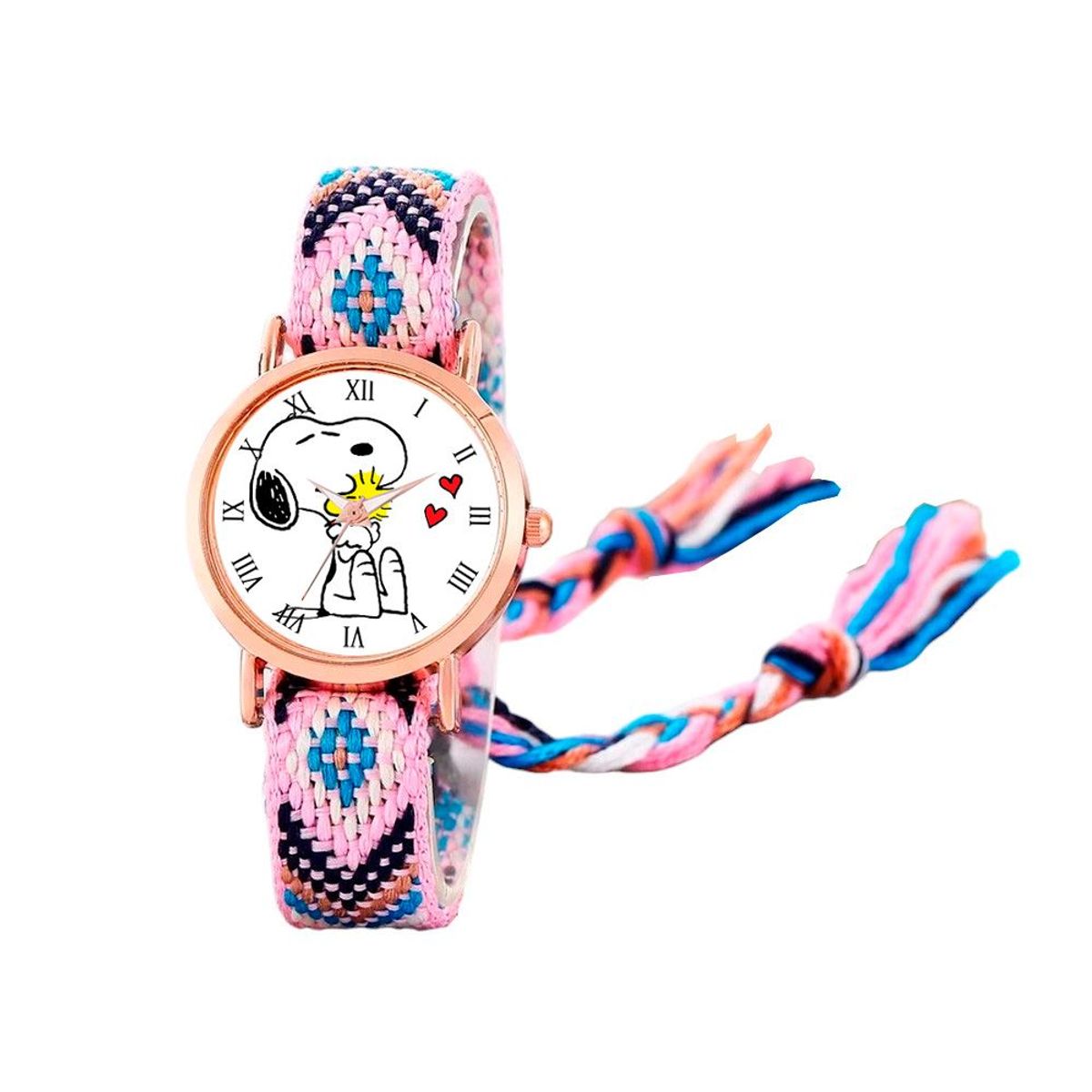 DAYOSHOP - Reloj Snoopy Dorado Tejido Artesanal Mujer + Estuche