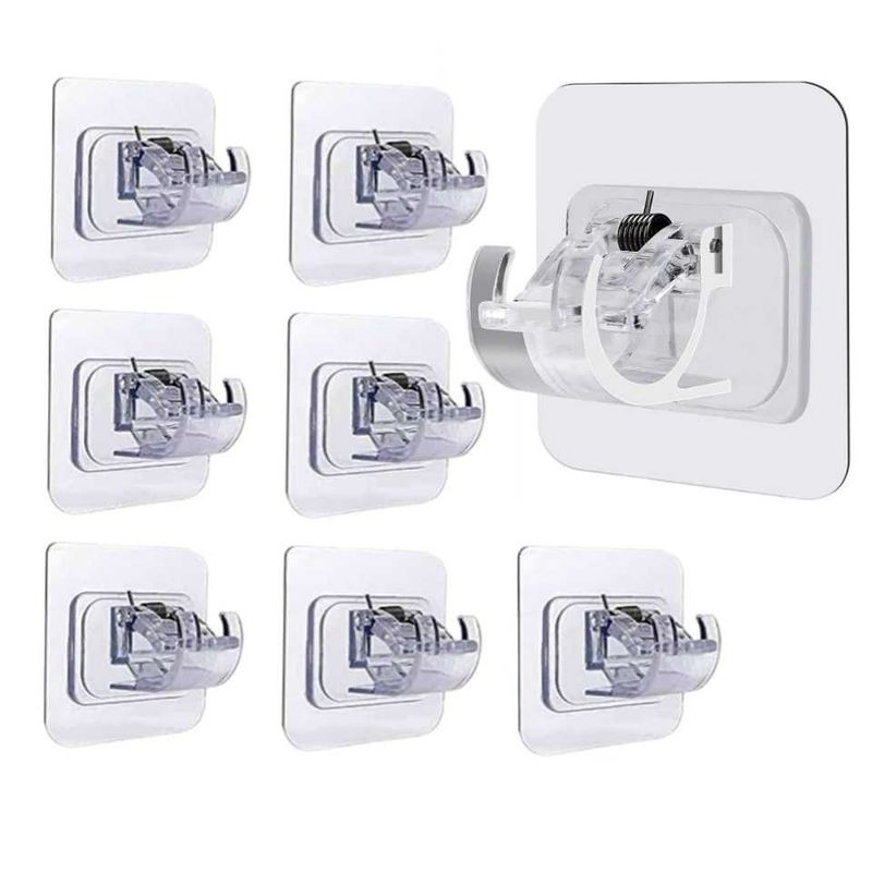 GENERICO - Set x8 Soporte Adhesivo barra Cortina gancho Multiuso Sin Perforar