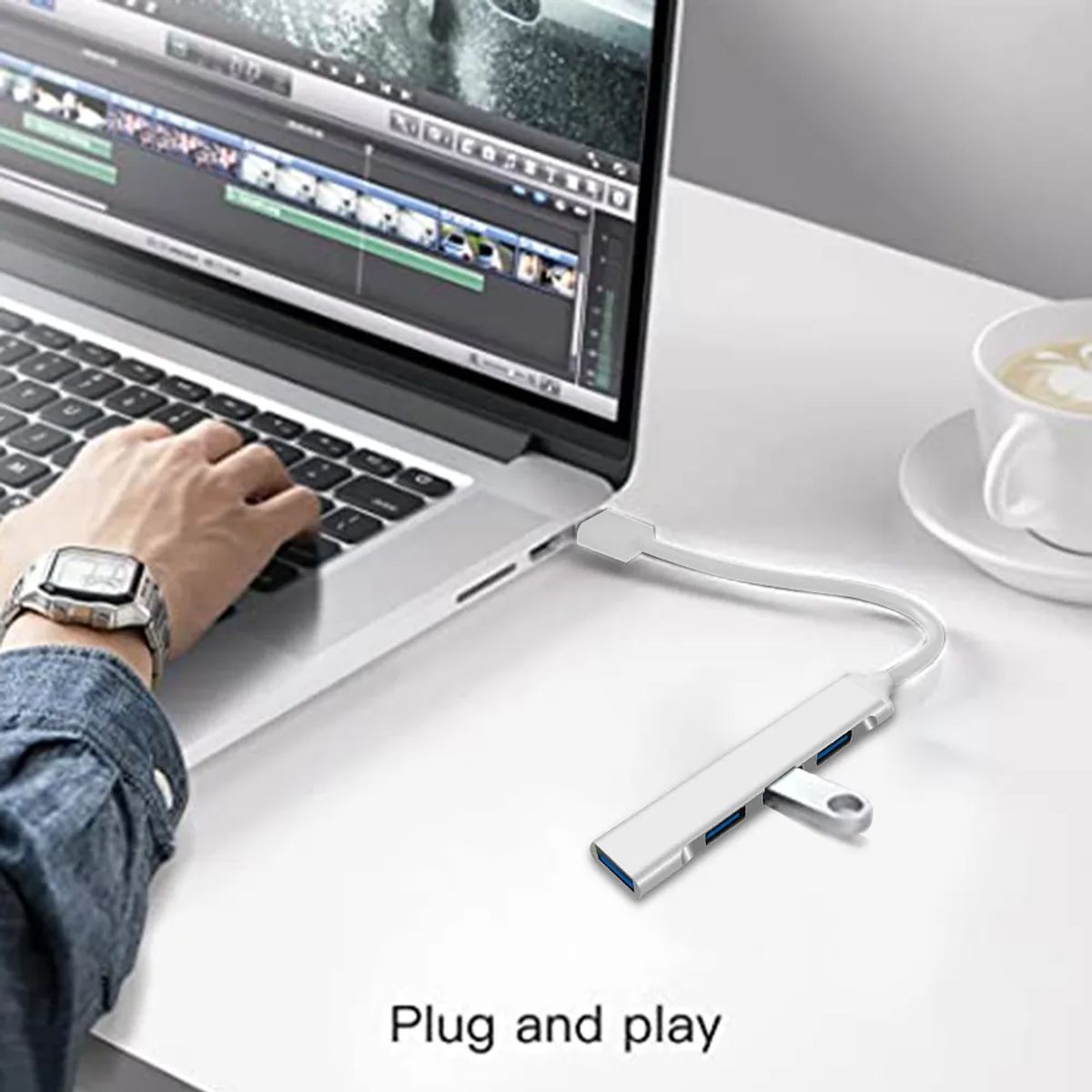 GENERICO - Hub multipuertos adaptador USB en aluminio 4 puertos multi usb-c