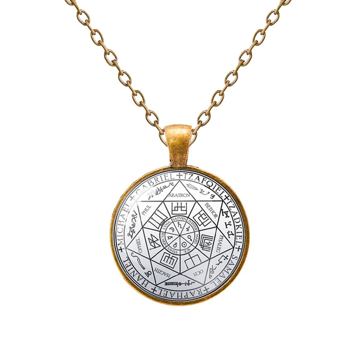 DAYOSHOP - Collar 7 Arcangeles Simbologia Religion Unisex + Estuche