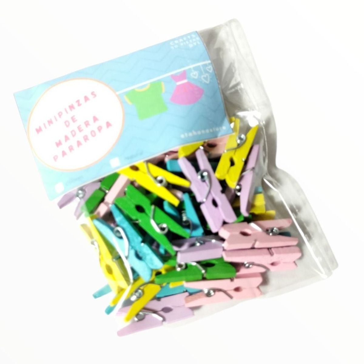 GENERICO - Ganchos Madera Para Ropa Miniatura Decorar Colores Bambu