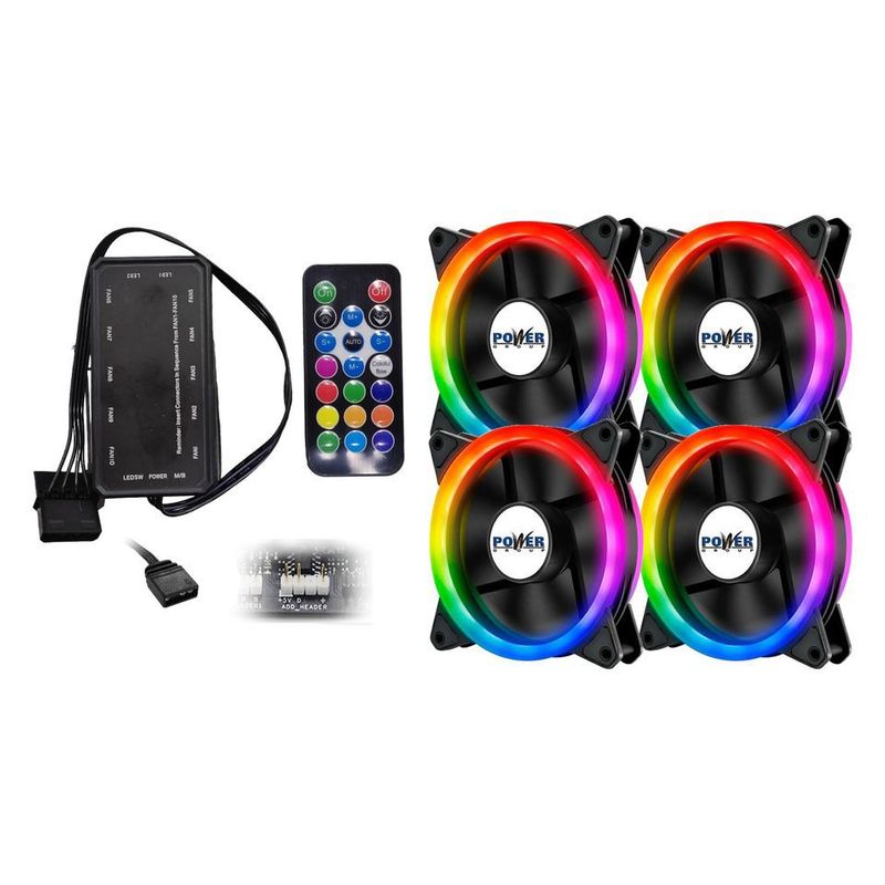POWER GROUP - Kit De 4 Ventiladores Rgb Y Argb Power Group