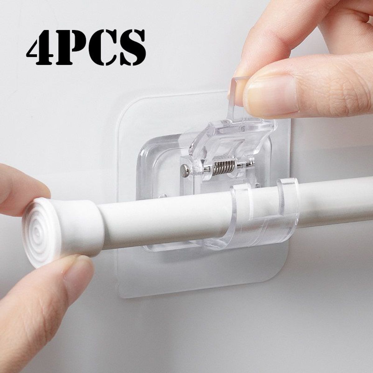 GENERICO - kit x4 soporte adhesivo barra cortina Multiuso sin perforar