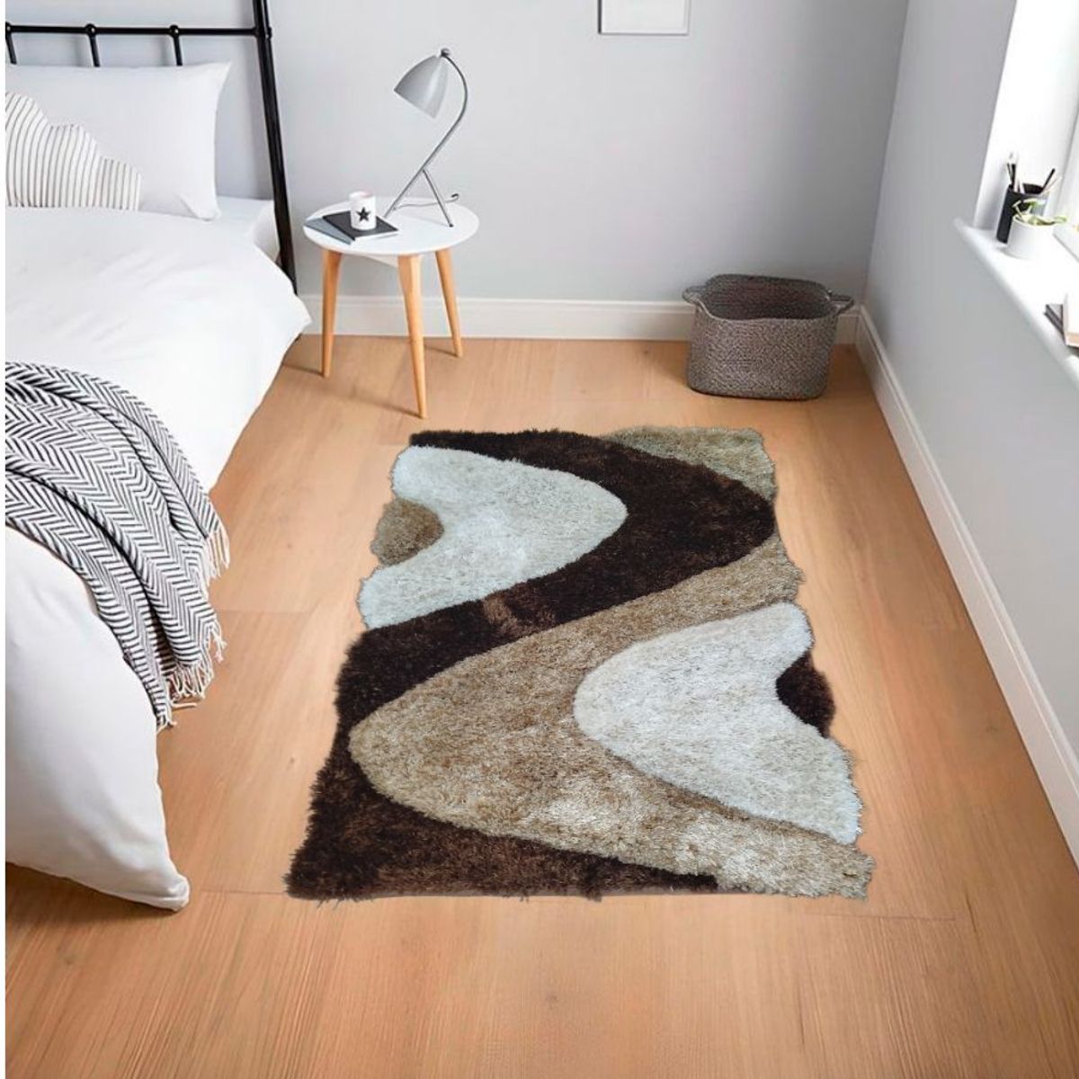 MITAPETE COM - Alfombra Tapete 3D Pie De Cama 60 X 100cms Cafe