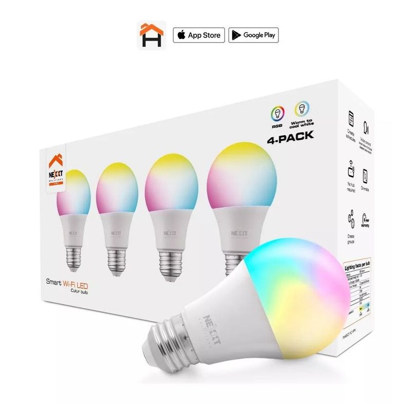 NEXXT SOLUTIONS - Bombillo Foco Rgb Inteligente Nexxt - Pack De 4 - Assistant