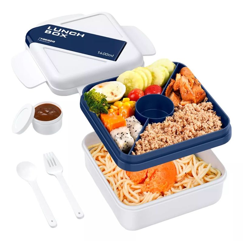 SHEN HUANG - Porta Comida Tupper Con Divisiones Premium Con Cubiertos.