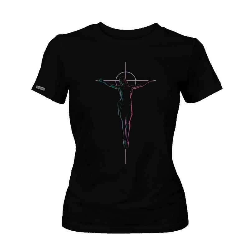 GENERICO - Camiseta Jesús colores cruz Dama mujer Original Nu Crown