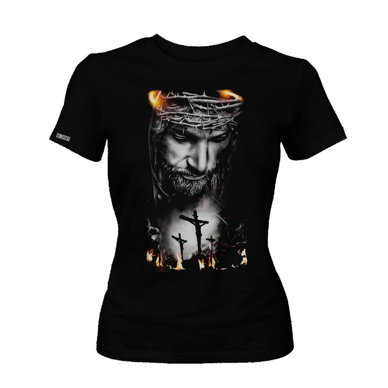 CREACIONES NU CROWN - Camiseta Jesús de Nazaret - Jesucristo Dama mujer Original Nu Crown