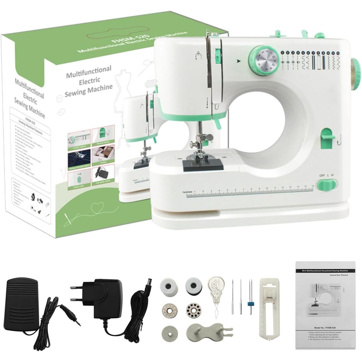 ONE PIXEL - Mini Maquina de Coser Portatil Multifuncional con 12 Puntadas  Uso Domestico y Profesional