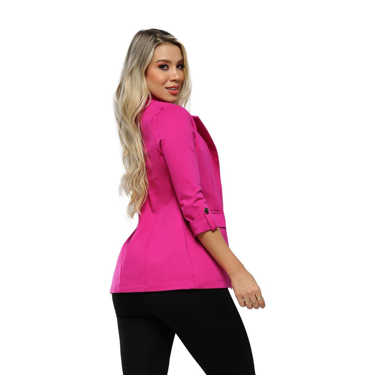 SYK - Blazer Para Mujer Manga Tres Cuartos Rosado