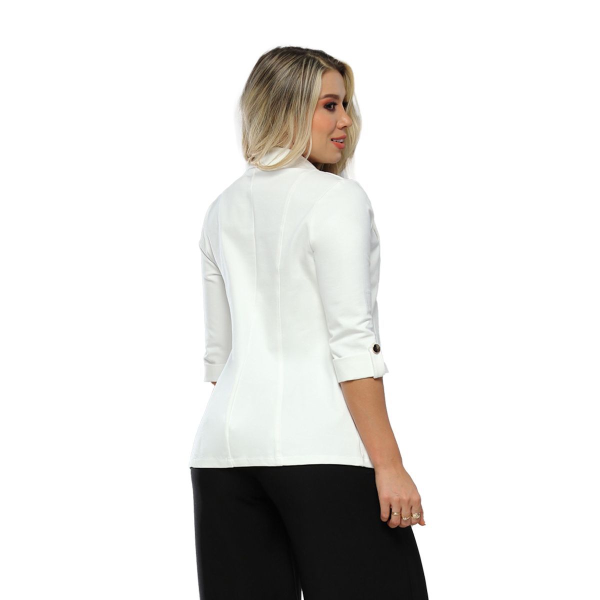 SYK - Blazer Para Mujer Manga Tres Cuartos Blanco