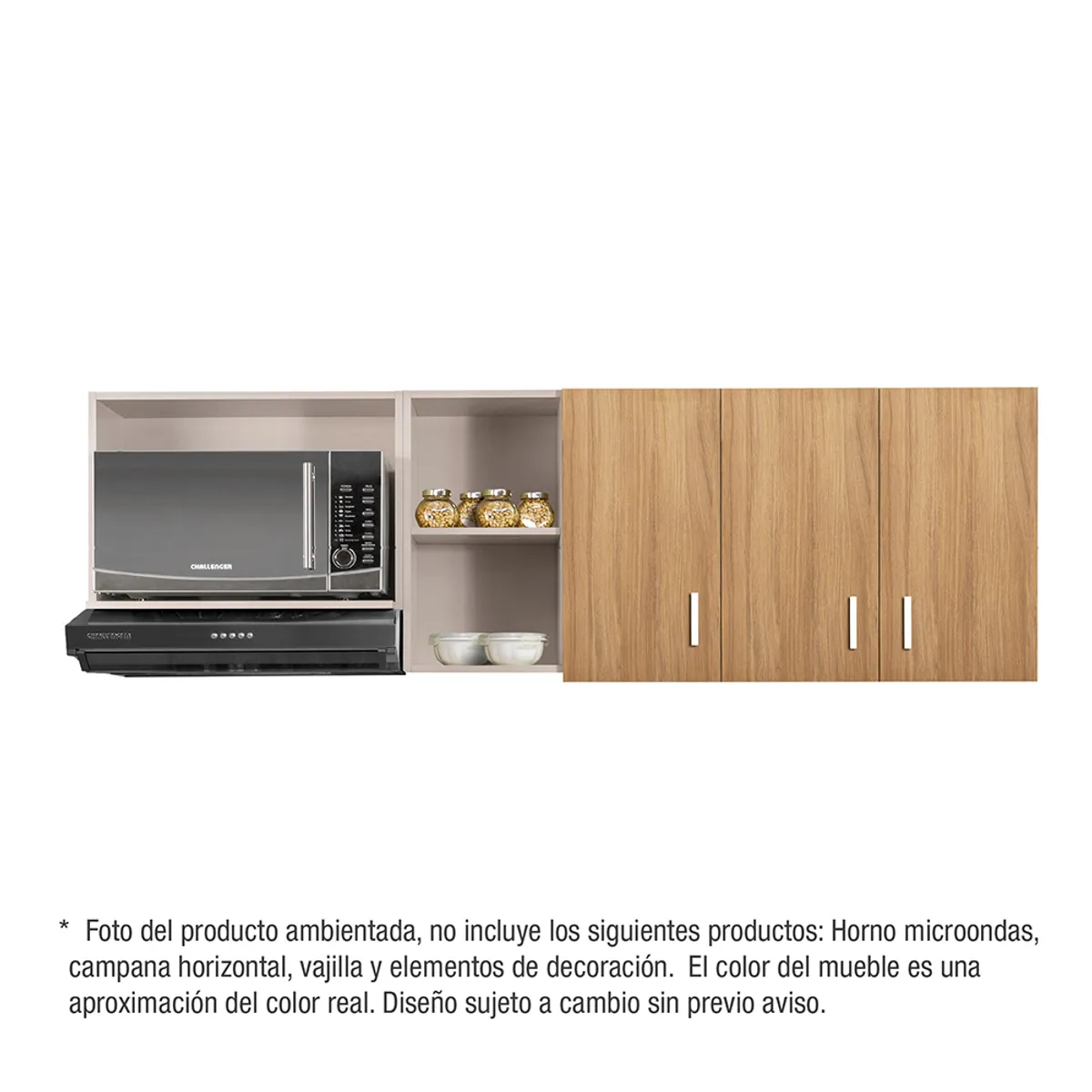CHALLENGER - Mueble superior cocina Acandi 180 cm 3 puertas micro