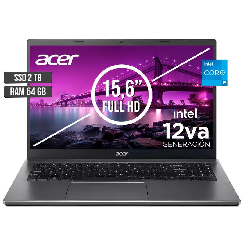 ACER - PORTATIL ACER INTEL CORE I5-12450H SSD 2TB RAM 64GB LED 15,6 FULL HD