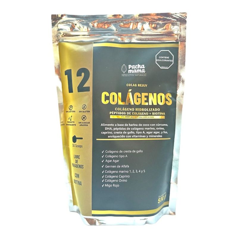 GENERICO - 12 COLÁGENOS 15,000 mg Colágeno Hidrolizado 500 grs_.