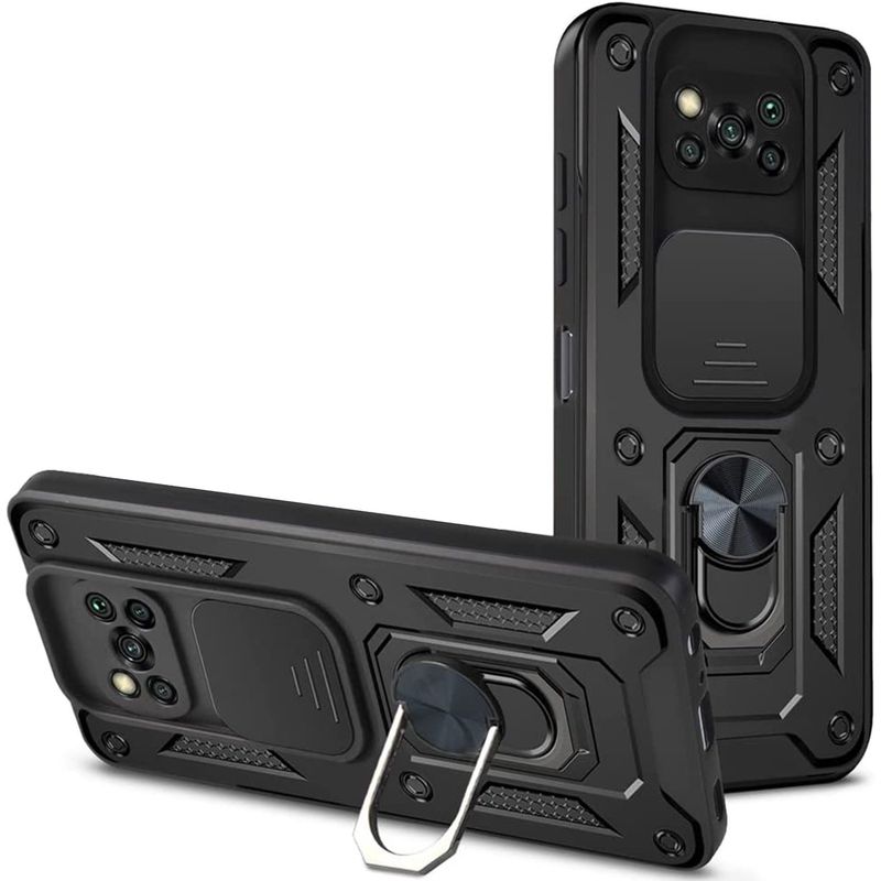 GENERICO - Funda Case Protector Slider Compatible Xiaomi Poco X3 Y X3 Pro Negro
